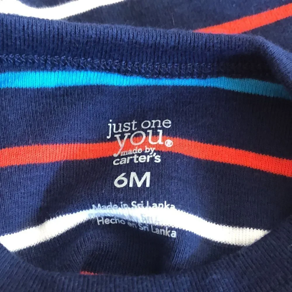Carters Cotton Blend 2 Soft Onesies Nautical Stripes 🛳 and Neon Orange 🍊
